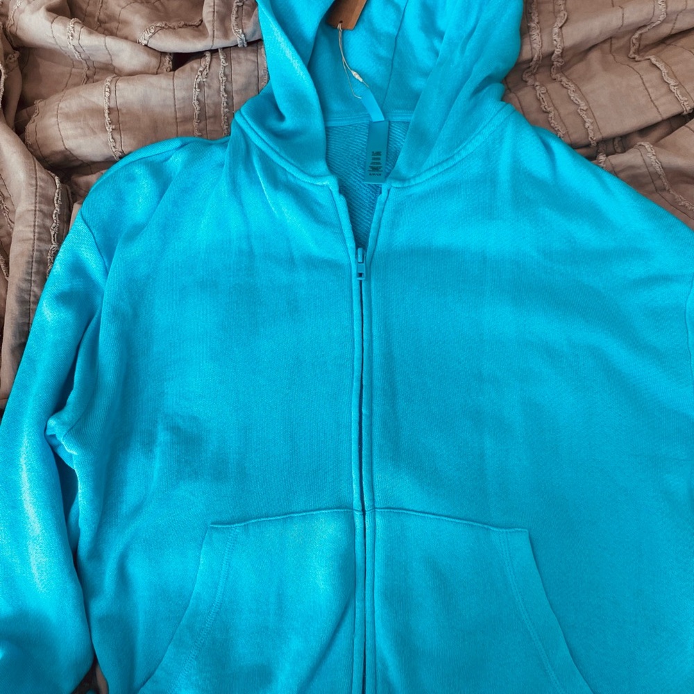 SKIMS Kyan Blue Zip Up Hoodie Jacket Sm NWT